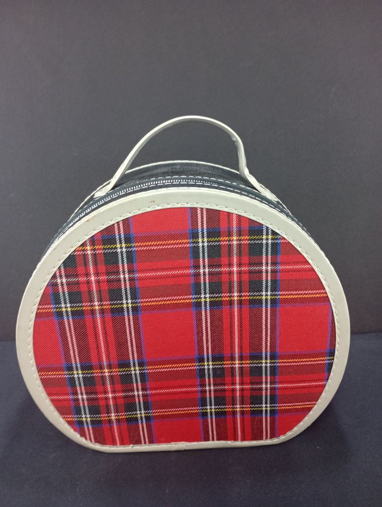 vintage Doll/Travel/ Toy Suitcase Round  Plase Latch Top Handle Lined