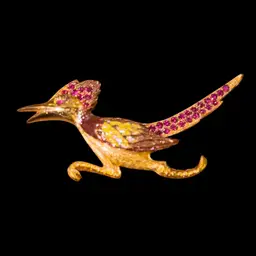 Ultra Goldtone Roadrunner Multi Color Pave’ Brooch
