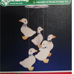 Vintage House of Lloyd Goose Blue Ribbon Bow Ceramic Wind Chimes