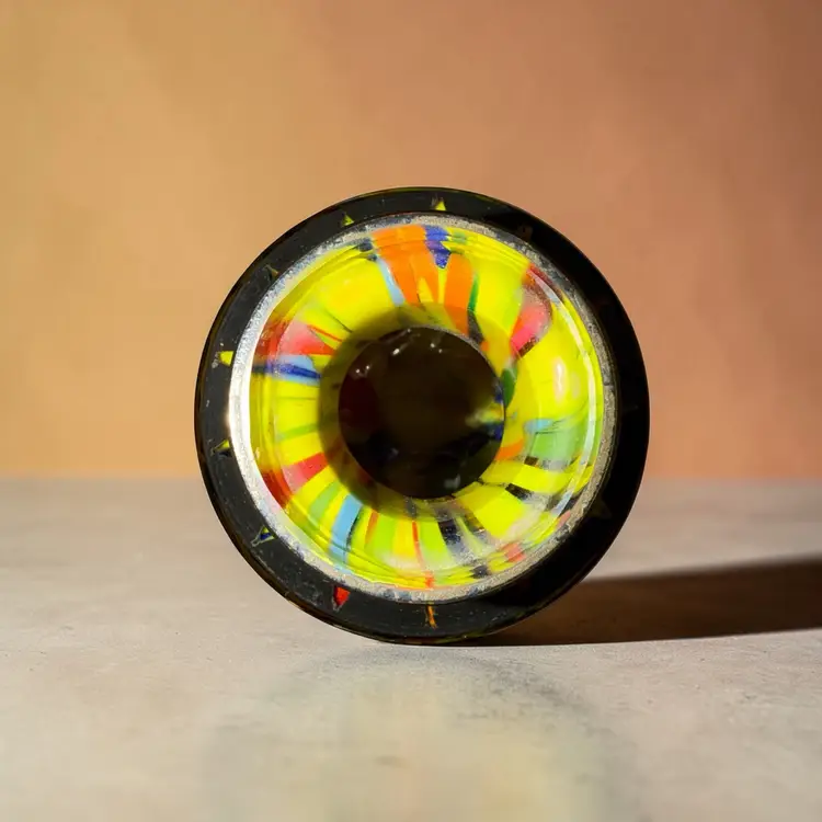 RARE 1920s Czech Bohemian Art Deco Spatter Glass Vanity Perfume Hair Tonic Bottle Multicolor Stopper Antique Dresser