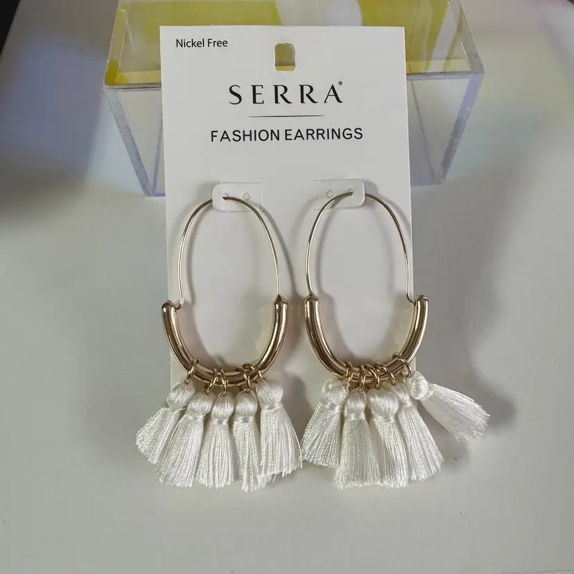 NEW! Wire Back Pierced Earrings About 2 1/2” Tassels Gold Tone Metal