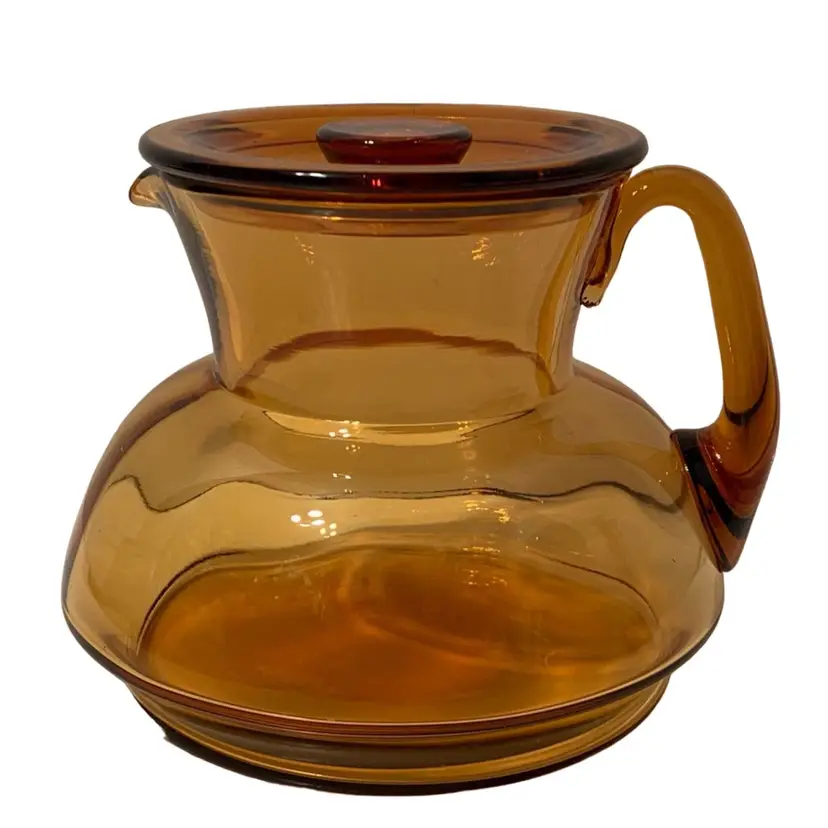 RARE Cambridge Elegant Glass #955 62 oz Amber Refrigerator Jug with Lid