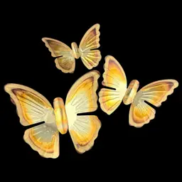 Brass Butterfly Wall Decor Set 3 4.5” to 6.5”