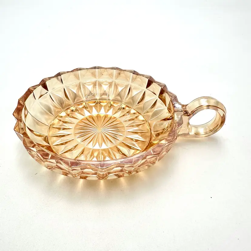 Windsor Marigold Iridescent Carnival Glass Nappy Candy Dish 7” D X 1.25” H