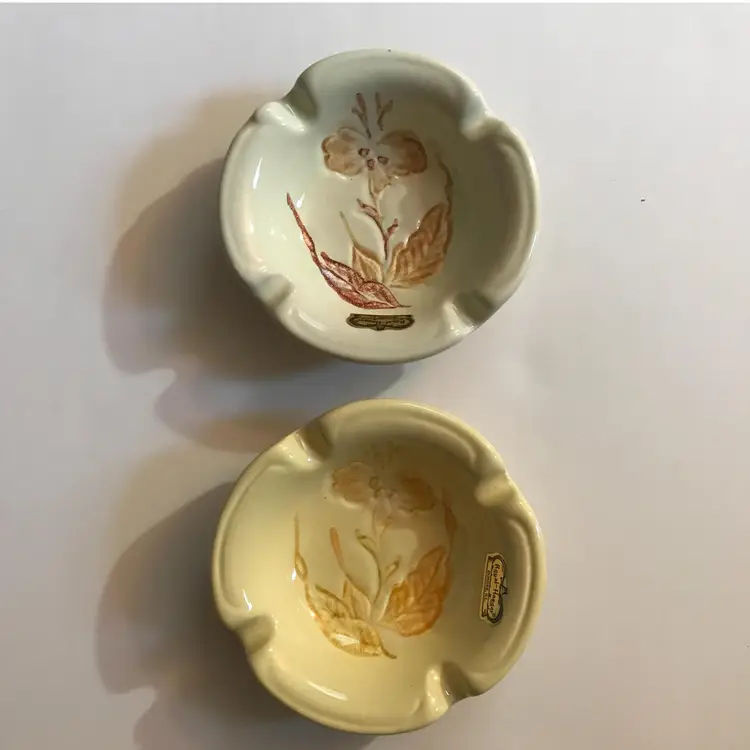 Set of 2 Vintage Royal Haeger Ashtrays or Trinket dishes with floral design