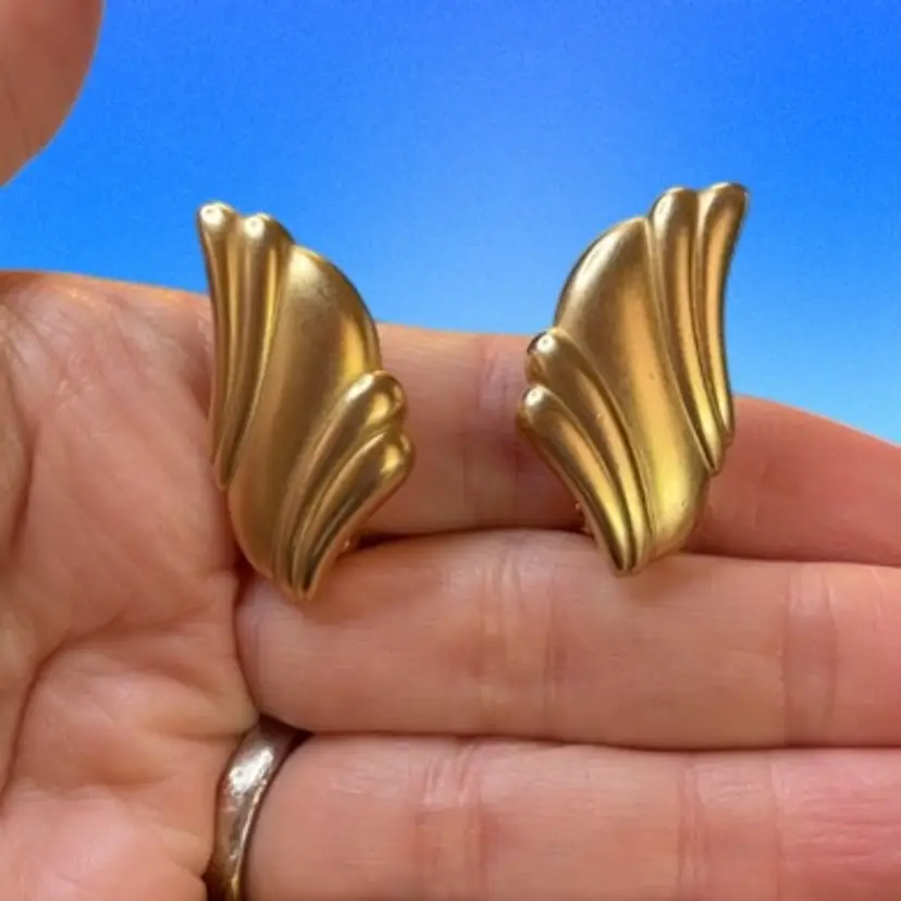 Clip On F.O. Inc. Gold Tone Earrings