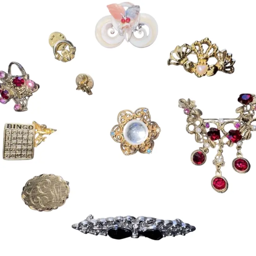 Brooch Pins Lot Masquerade Costume Ball Mardi Gras Celebration Vintage