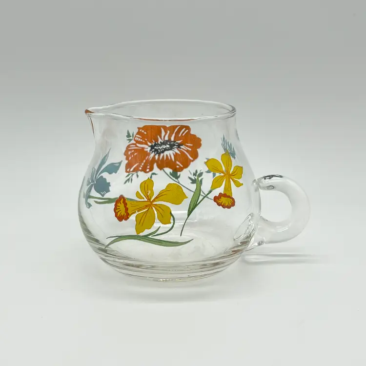Vintage Dorothy Thorpe Spring floral Primavera x Sigma Creamer Pitcher 3" MultiColored Wildflowers Whimsical Garden Flowers Cottagecore
