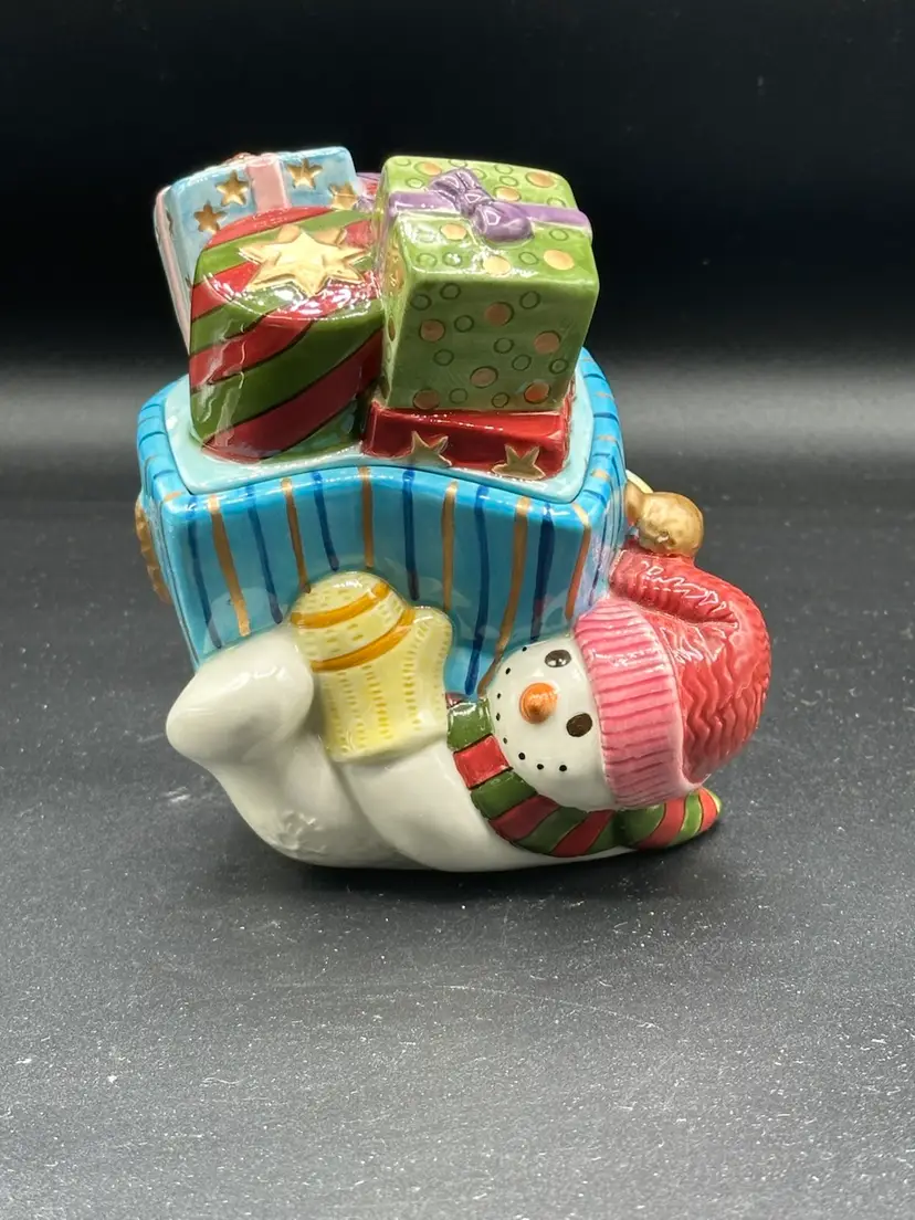 Fitz And Floyd Frosty Folks Candy Box 19/446- Snowman Trinket Box