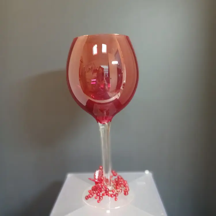 Christmas in July! Holiday Wine Glasses - Red glass on clear stems