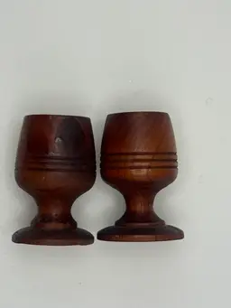 Turned Wooden Candle Holders Set Of 2