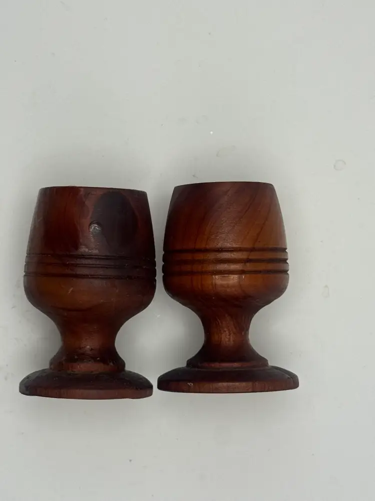 Turned Wooden Candle Holders Set Of 2