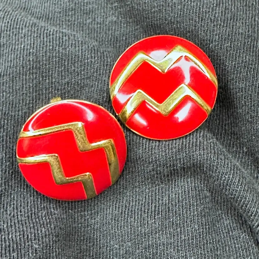 Signed Monet  Red Earrings