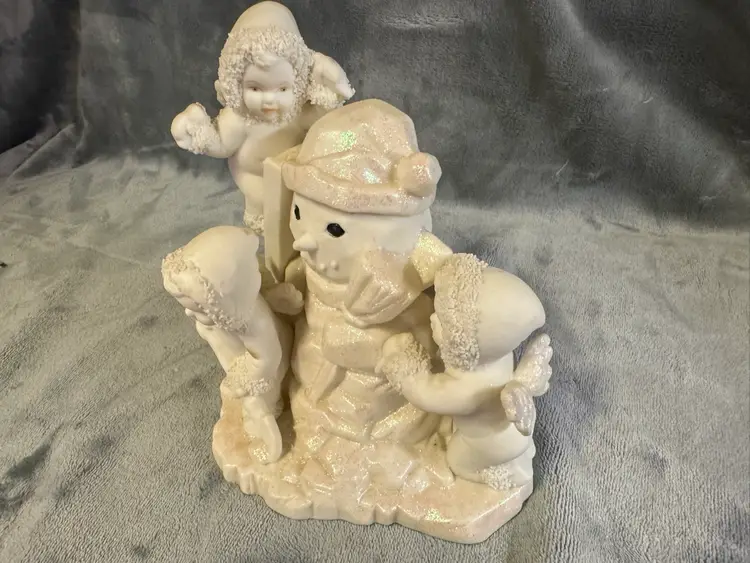 Vintage Department 56 Snowbabies Build A Snowman Cherubs Snow Babies Porcelain