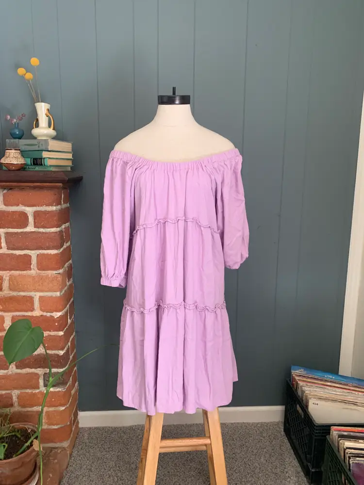 Linen Lavender Flowy Dress