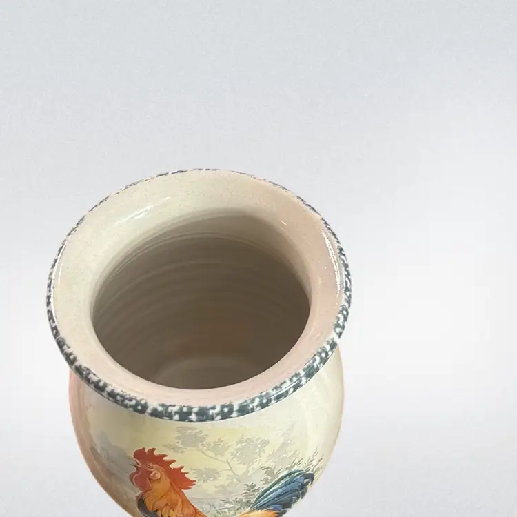 Home And Garden 1998 Rooster Stoneware Utensils Holder