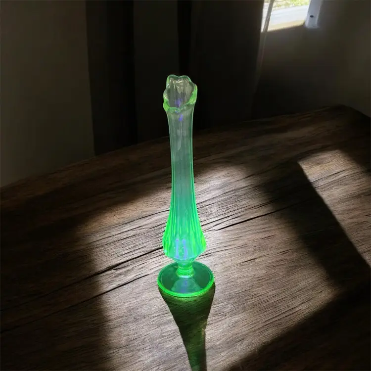 Uranium Swung Pedestal Vase 8 1/4” Tall