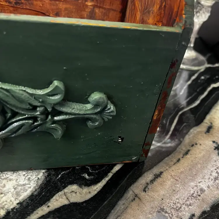 009 Vintage Upcycled By Me Green Rustic Folkart Cottage Farmhouse Wood Home Decor Cutlery Stand Box