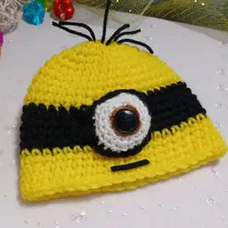 Handmade Yellow Crochet Minion-Inspired Beanie