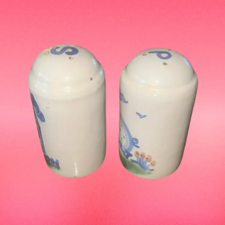 M.A. Hadley Studio Pottery Salt & Pepper Shakers Pig & House 5” tall