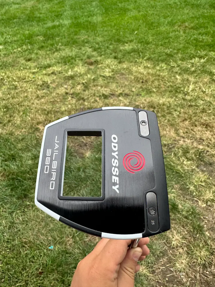 Odyssey jailbird 380 putter 38 inch double bend superstroke grip armlock
