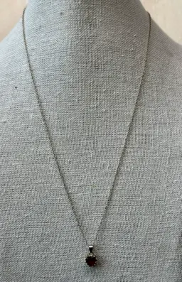 Sterling Silver Necklace With  Ruby Heart, 18 inch Chain 925
