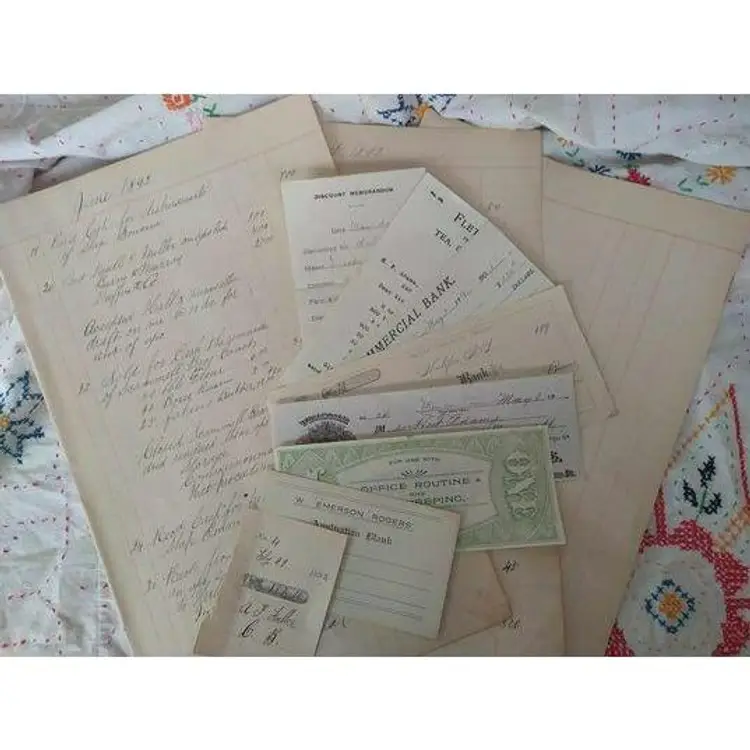 Antique Ledger Page Bundle, Ephemera & History of all