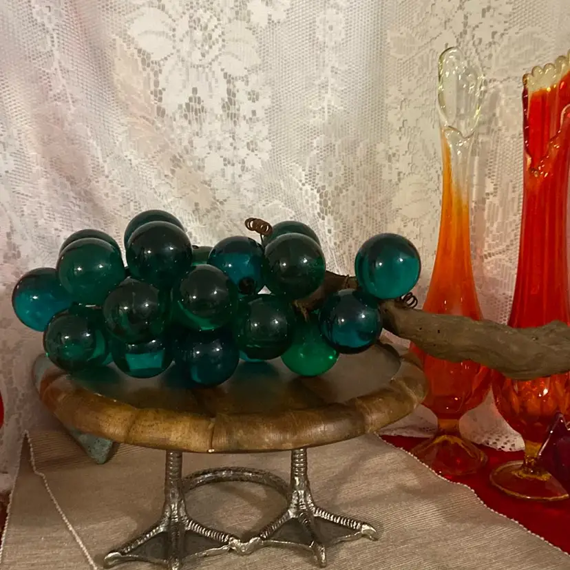 Huge Tealish Green Lucite Grapes, 18”
