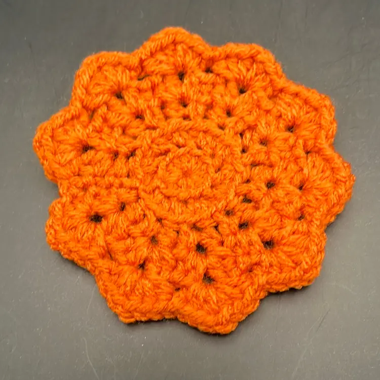 Handmade Crochet Coaster Set of Four Orange & Black