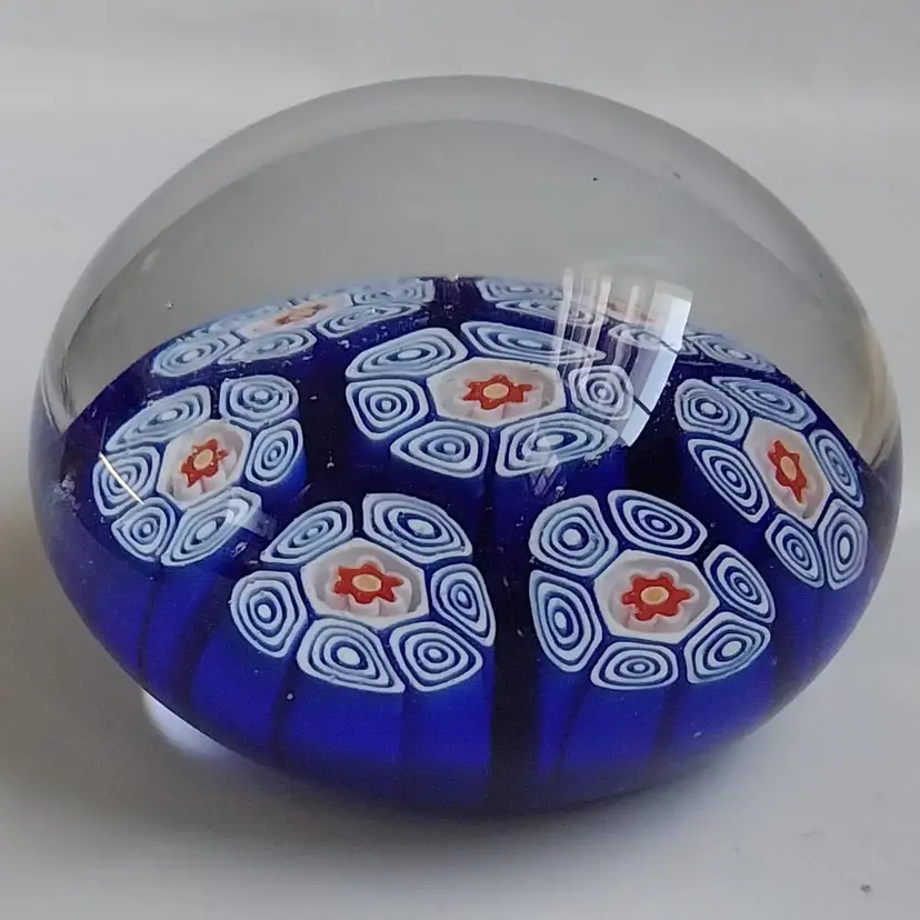 Vintage 3 Fiori Fond.ta Vetri 2" Murano Millefiori Paperweight, Italy