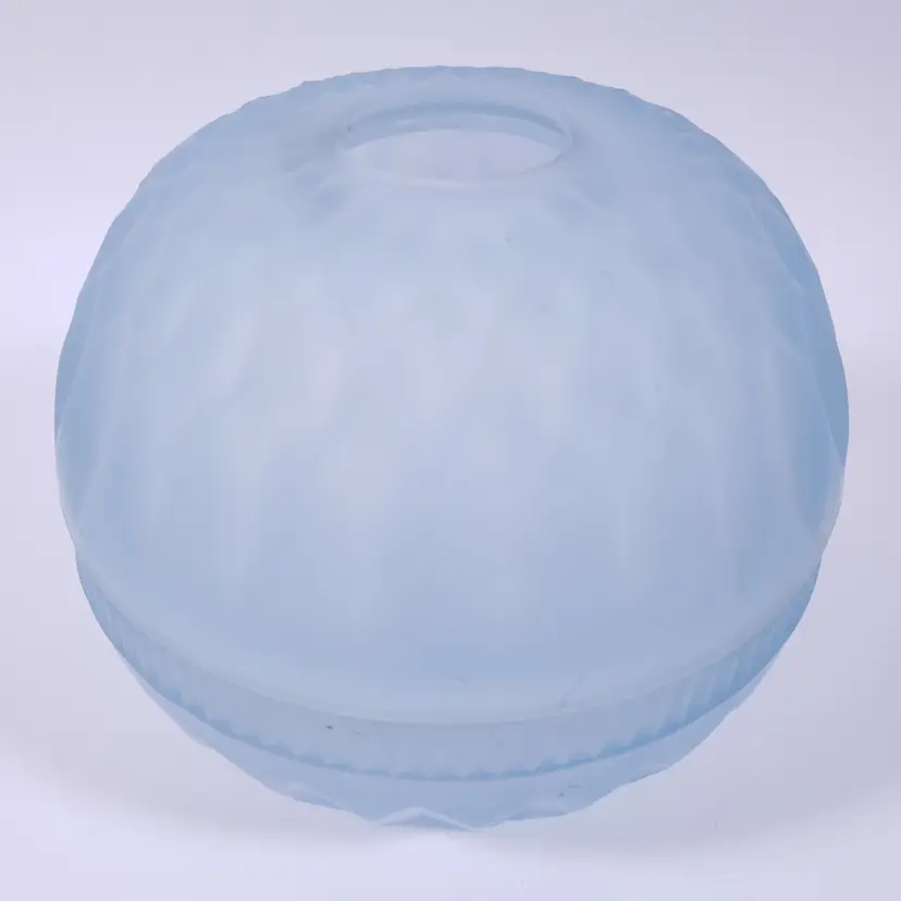 Vintage INDIANA GLASS Mt Vernon Satin Blue Diamond Point Round Ball FAIRY LAMP