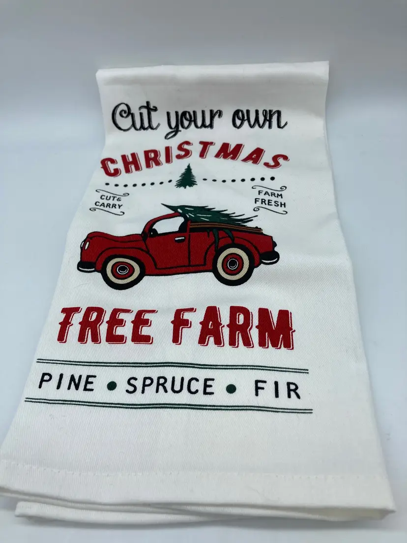 'Cut Your Own Tree' White Cotton Towel