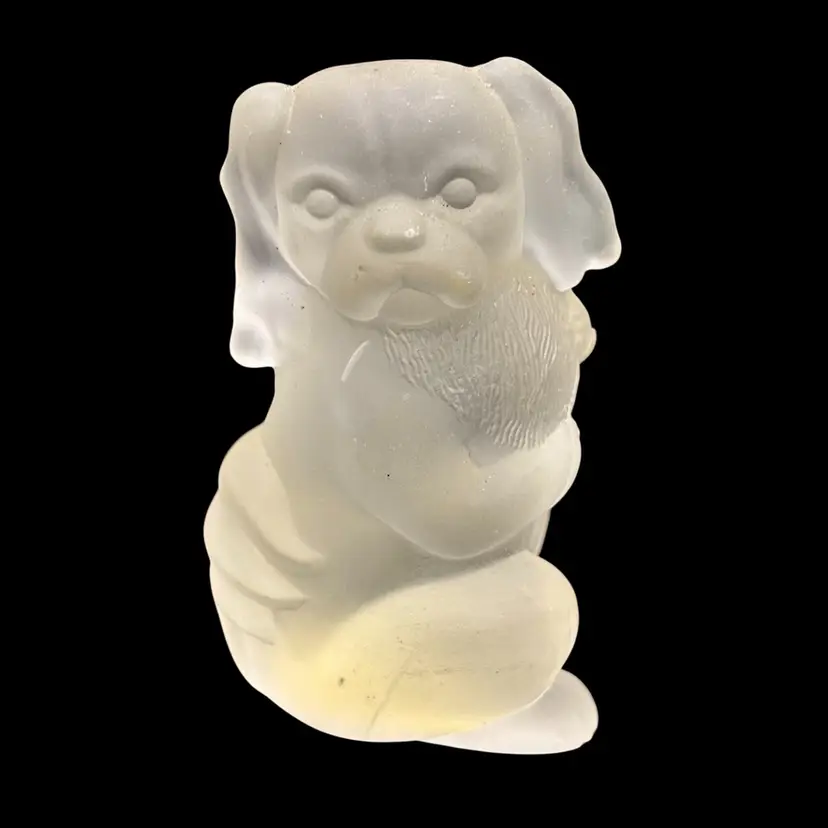 Frosted Kristaluxus Mexico Crystal Glass Dog Figurine 2.75”*