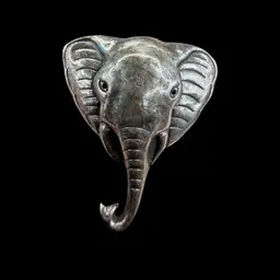 vintage sterling silver elephant head brooch pin - India
