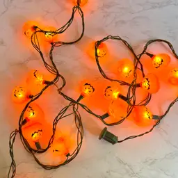 Vintage Blow Mold Jack-O-Lantern Pumpkin String Lights, 12’ Lights, Works!