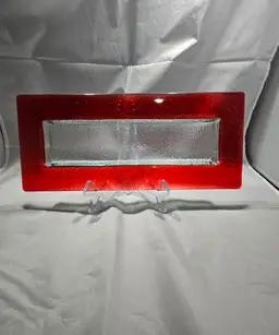 Red and Clear Art Glass Dish