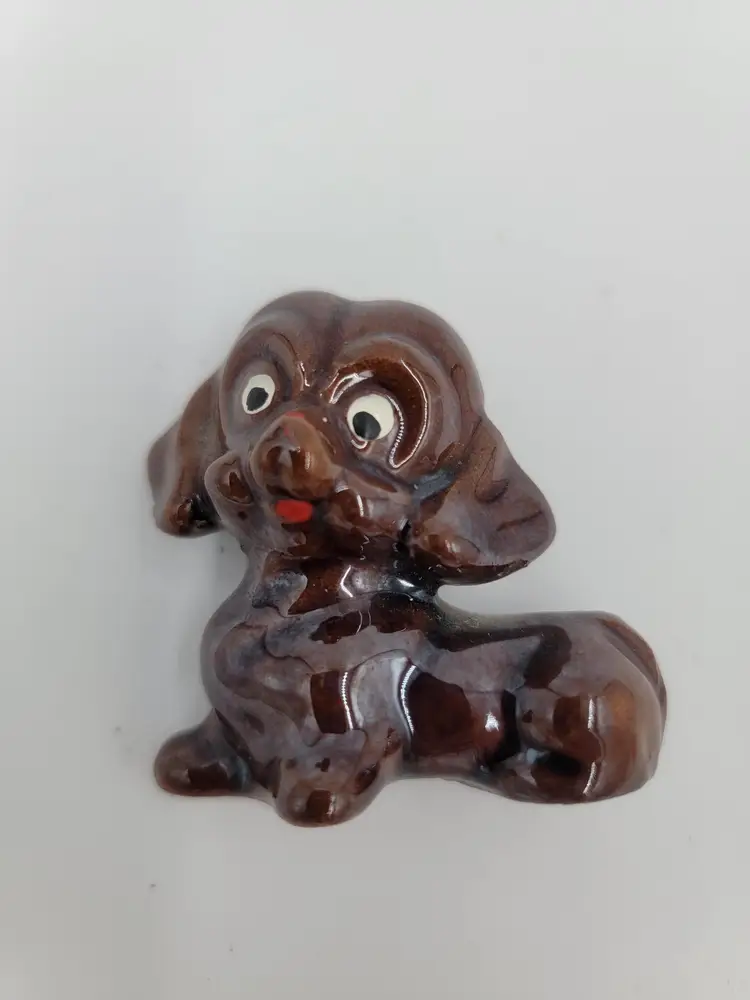 Vintage Ceramic Puppy Figurine with Glossy Finish