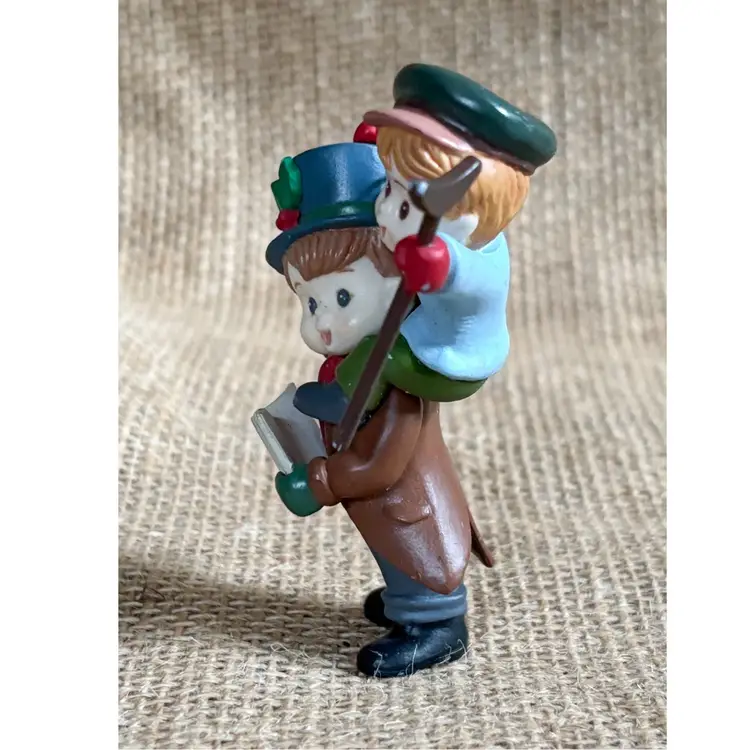 Vintage A Christmas Carol Scrooge & Tiny Tim Plastic Christmas Ornament Dickens