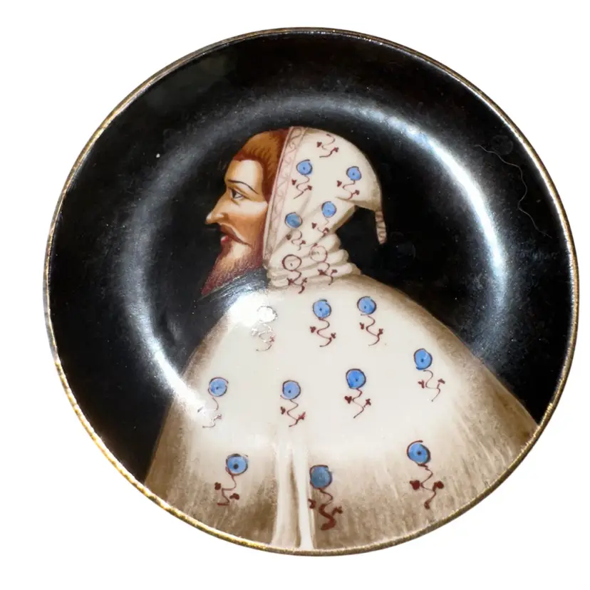Italy Handpainted 3.25” Portrait Plate - Butter Pat Of Artist “Cimabue” By Richard Gingri