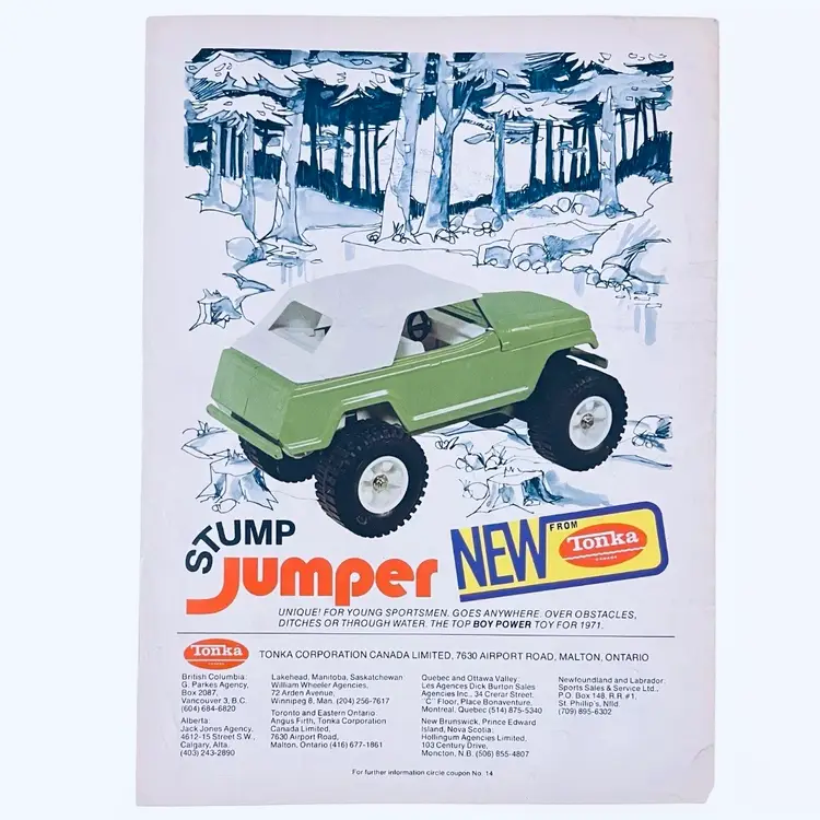 70s Toy TONKA STUMP JUMPER Trade Advertisement Flyer Canada + Majorette