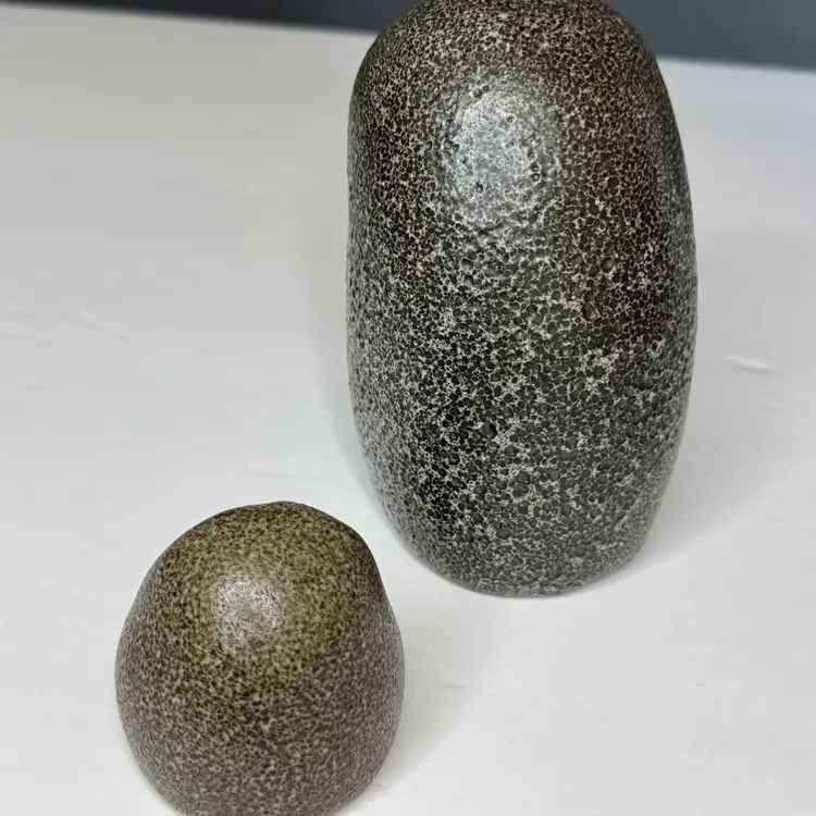 Pigeon Forge Pottery Speckled Lave Texture Set of 2 Owls.