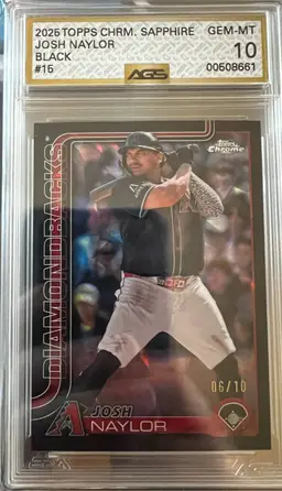 Josh Naylor 2026 Topps Chrome Sapphire Black /10 AGS 10
