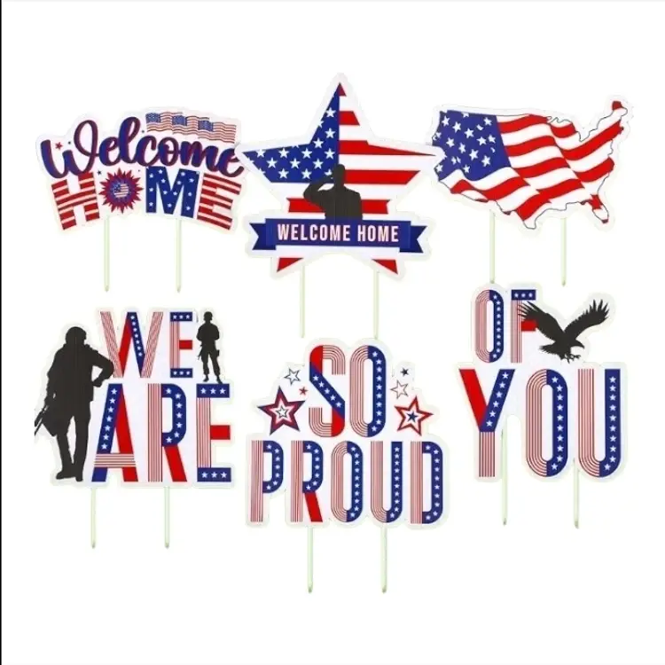 6 Pcs Military Welcome Home Yard Sign Set We Are So Proud of You w/ Stakes Easy