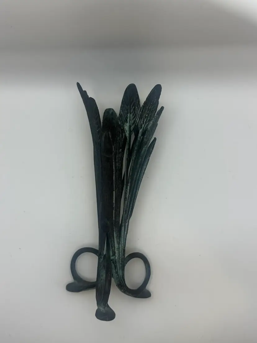 Metal With Green Patina Andrea By Sendak Art Deco Sculpture Vase Holder 7”