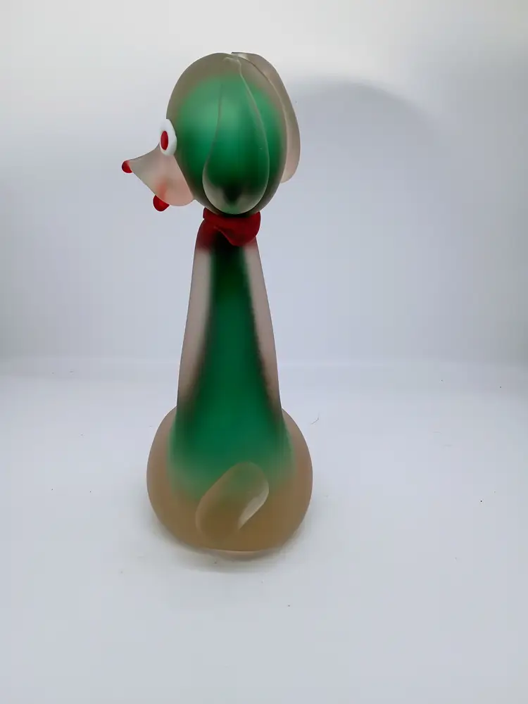 Vintage Murano Satin Sommerso Bowtie Dog made by De Mio Guiliano 11" Tall