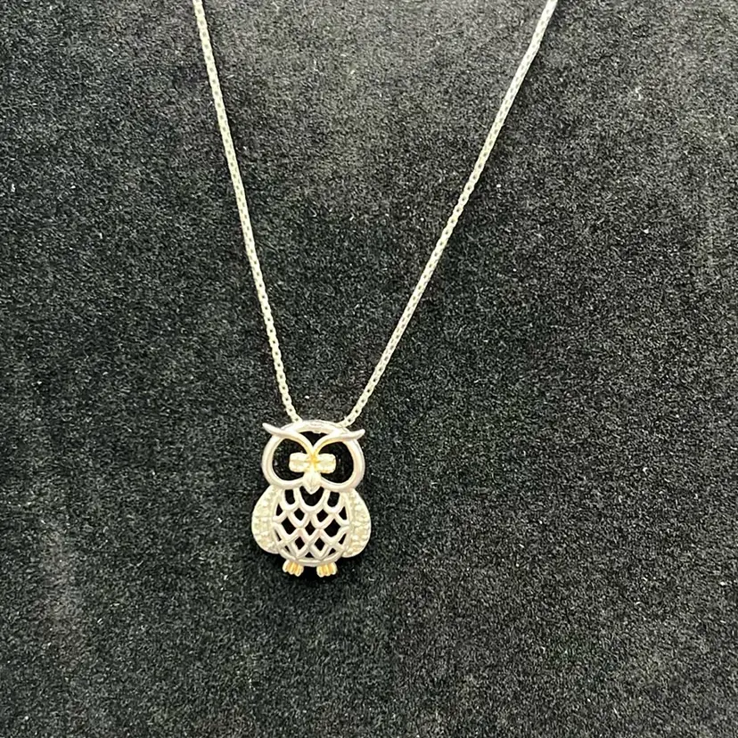 22”Sterling Box Chain With Owl Pedant Marked CW Italy