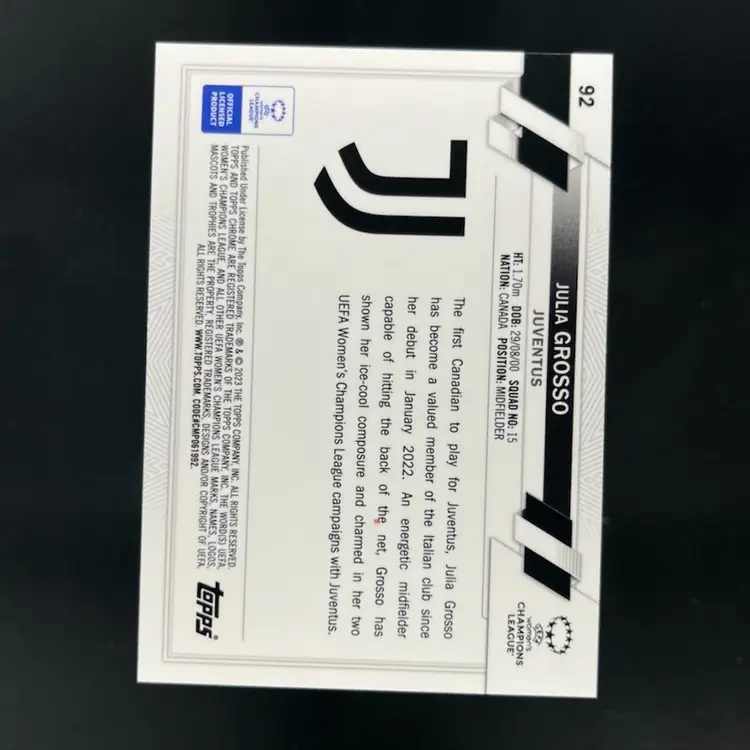 Julia Grosso 2022/23 Topps Chrome UWCL Inferno /75 Soccer Card