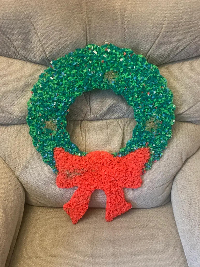 Vintage Plastic Popcorn Melted Christmas Wreath