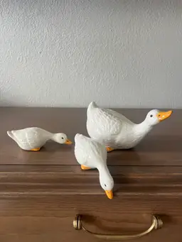 Set Of Three Vintage Porcelain Ducks Cottage Core