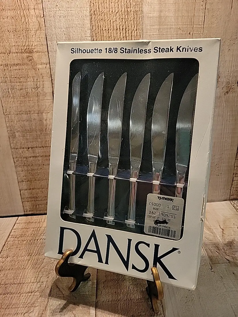 New Dansk Silhouette Stainless 18/8  Steak Knives Knife Set of 6 In Box